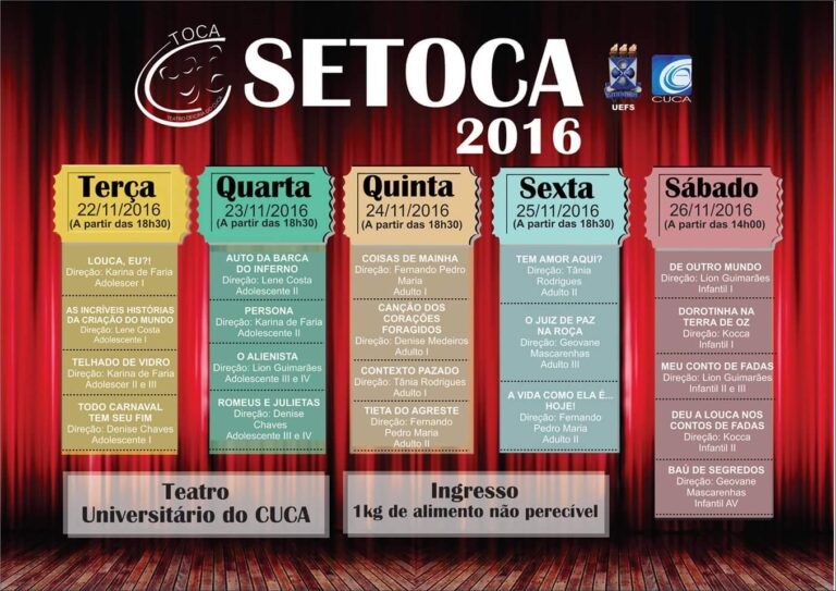 Programação da SETOCA – Semana das Oficinas Teatro CUCA