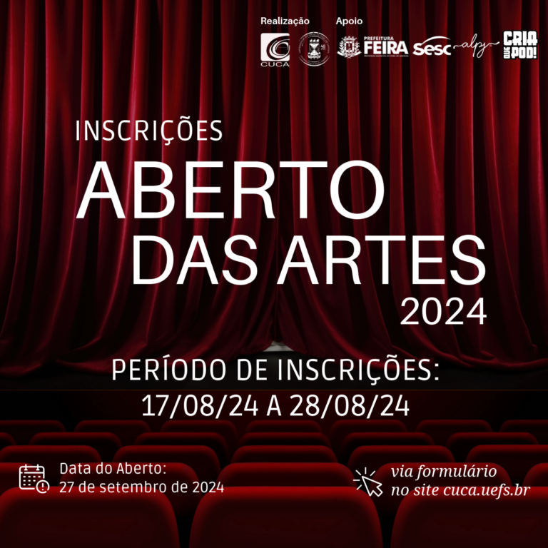 CUCA abre inscrições para o Aberto das Artes 2024 a partir do dia 17 de agosto