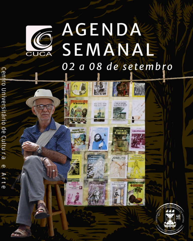 Confira a agenda semanal do CUCA de 02 a 08 de Setembro.