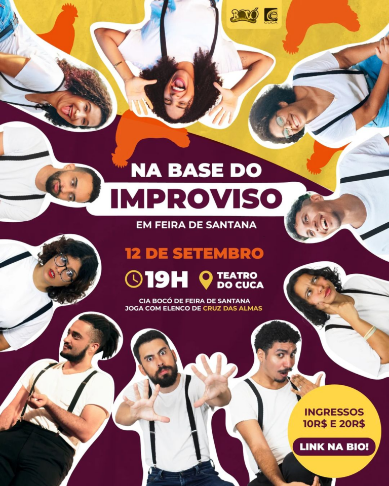 CUCA e Cia Bocó recebem improvisadores de Cruz das Almas no espetáculo de humor “Na Base do Improviso”