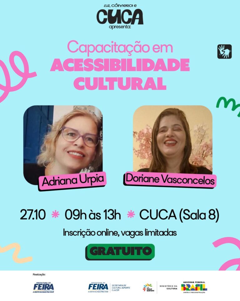 Capacitação gratuita em acessibilidade cultural tem inscrições abertas no Cuca