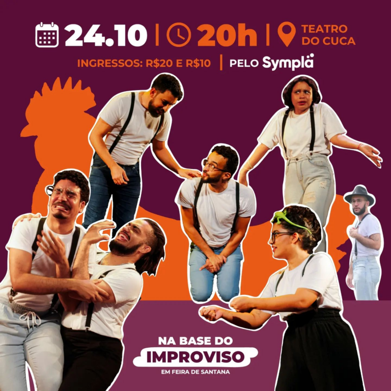 O espetáculo de humor “Na Base do Improviso” é apresentado no Cuca