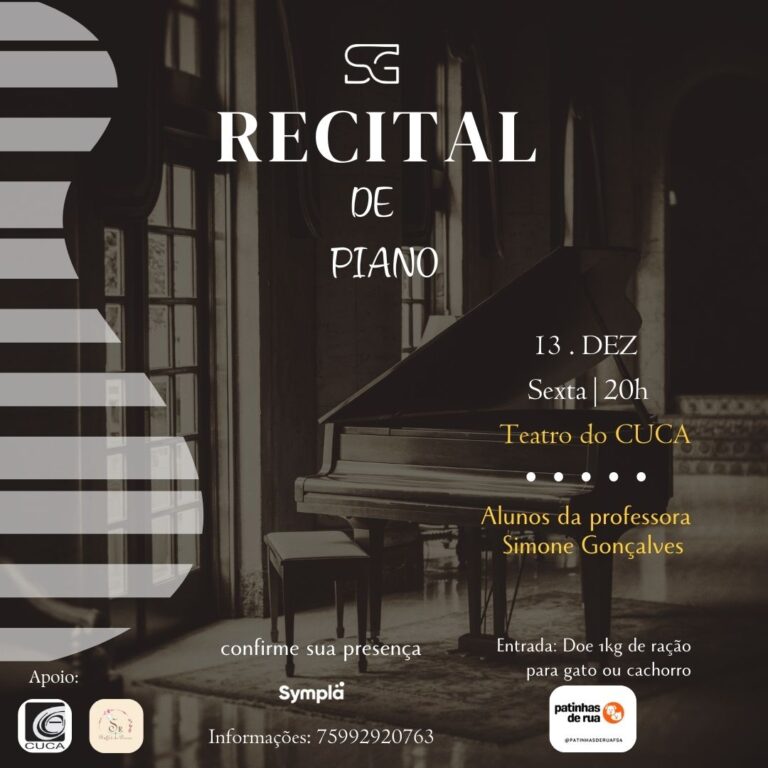 Recital de piano será apresentado no Teatro do Cuca