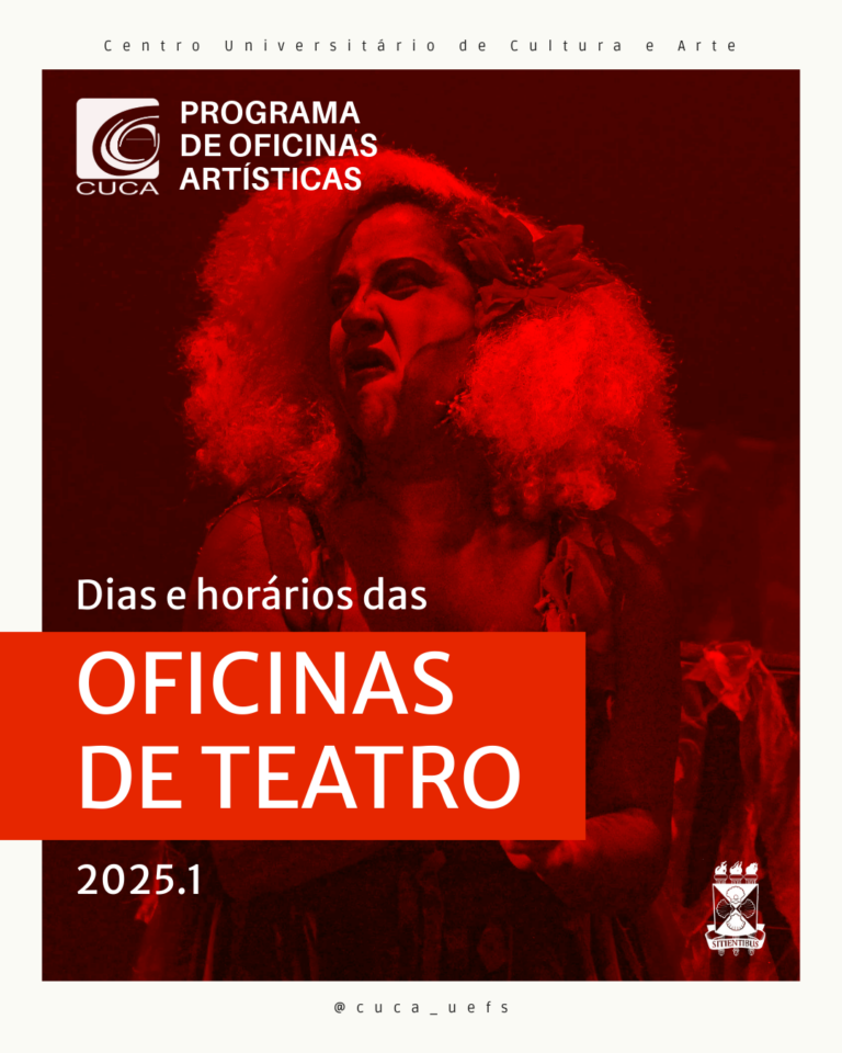 Cuca/Uefs publica dias e horários das Oficinas de Teatro  2025.1 com vagas disponíveis