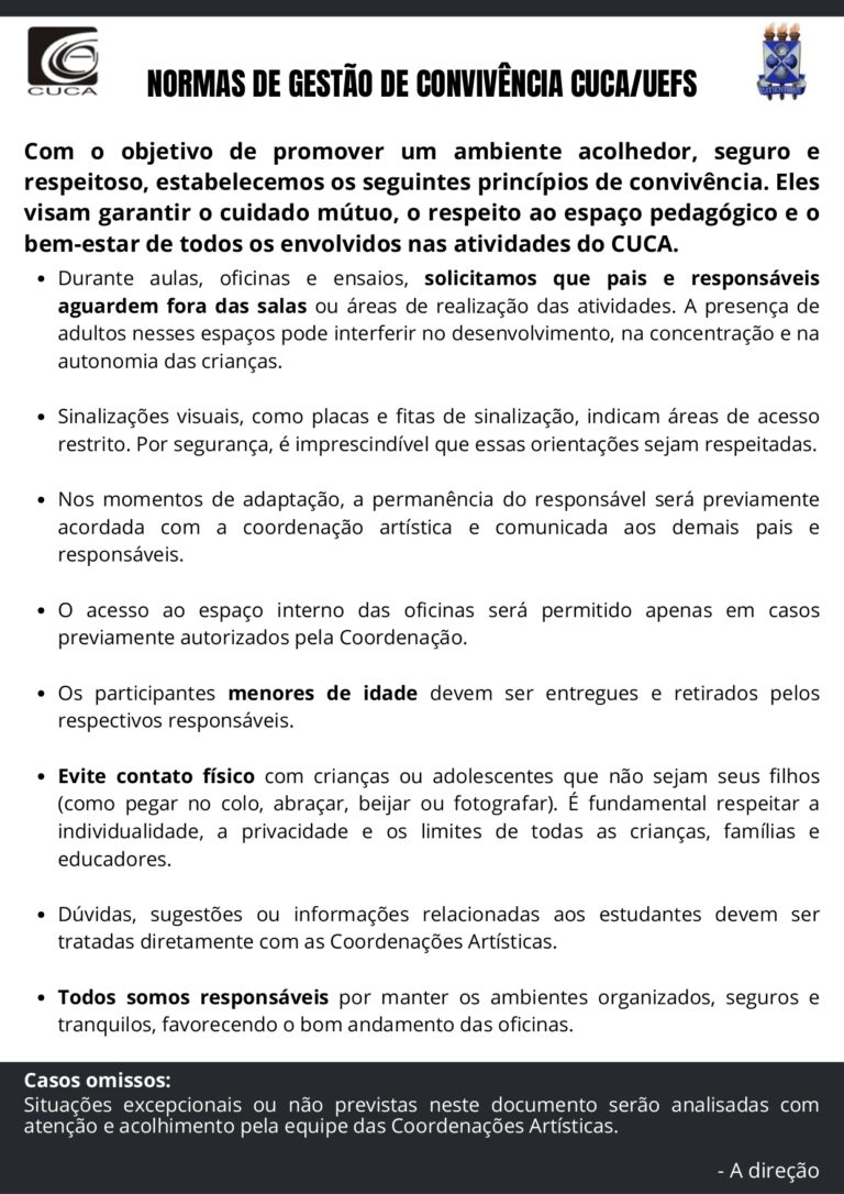 Normas de Gestão de Convivência Cuca/Uefs