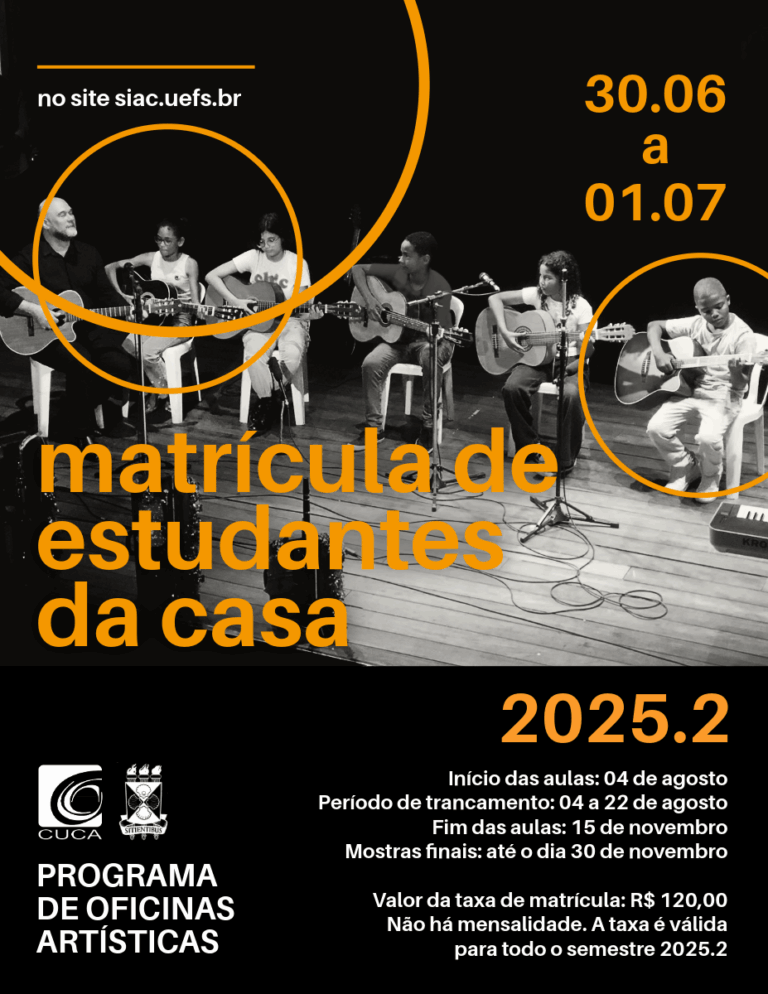 Cuca/Uefs inicia matrículas de estudantes da casa no dia 30 de junho