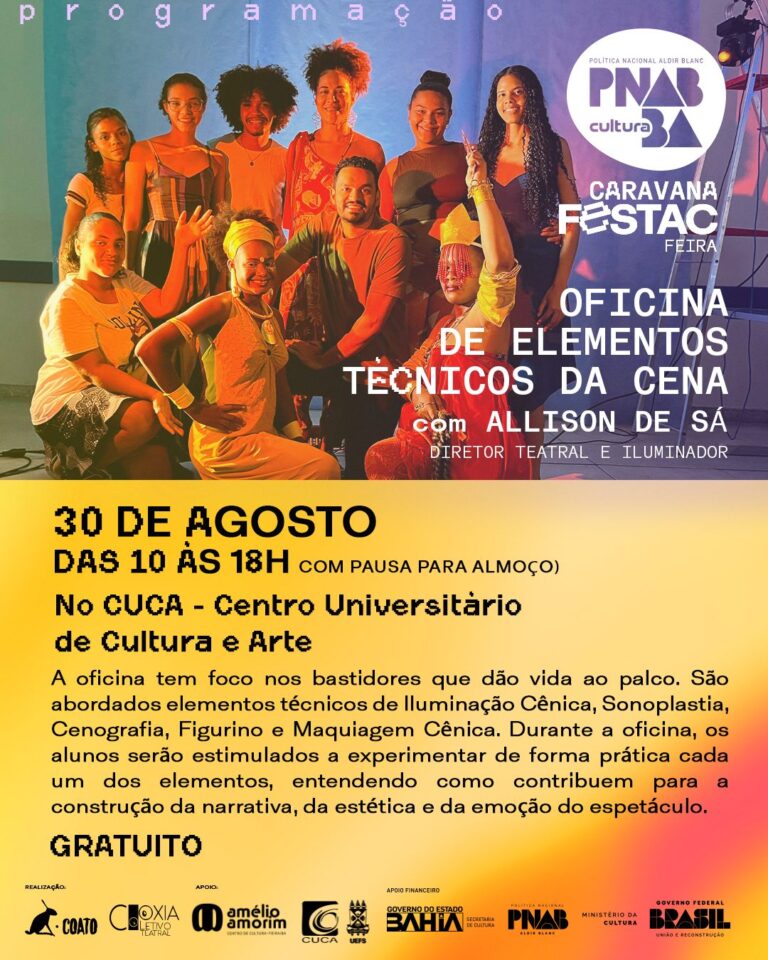 Cuca/Uefs recebe oficina do Festival Estudantil de Artes Cênicas da Bahia (FESTAC) no dia 30 de agosto