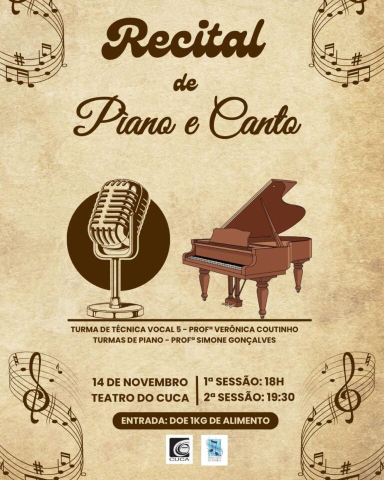 Turmas de Piano e Técnica Vocal do Cuca apresentam o Recital de Piano e Canto