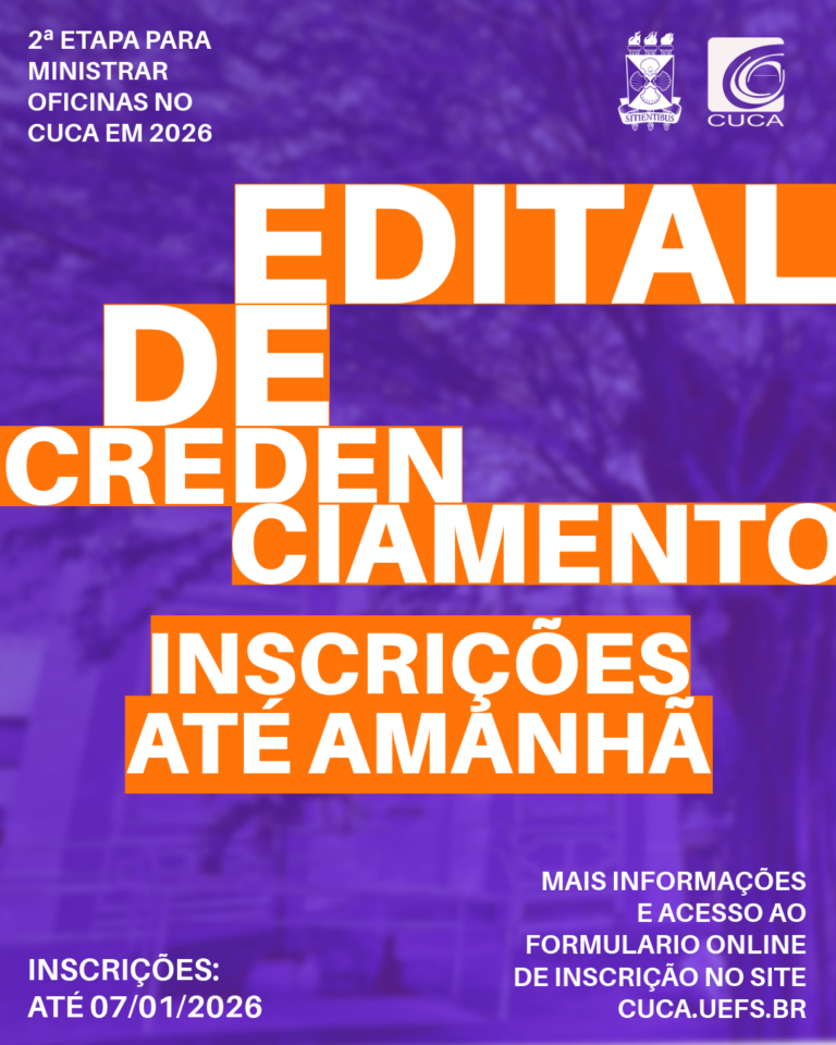 Cuca/Uefs publica edital de credenciamento para prestação de serviços de formação artística durante o ano de 2026