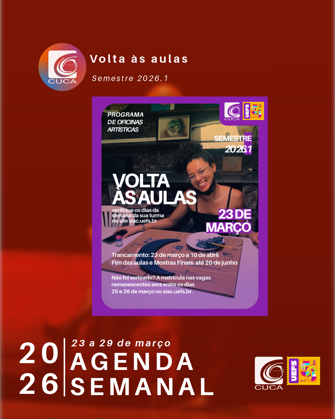 Agenda semanal Janeiro-Março de 2026-2
