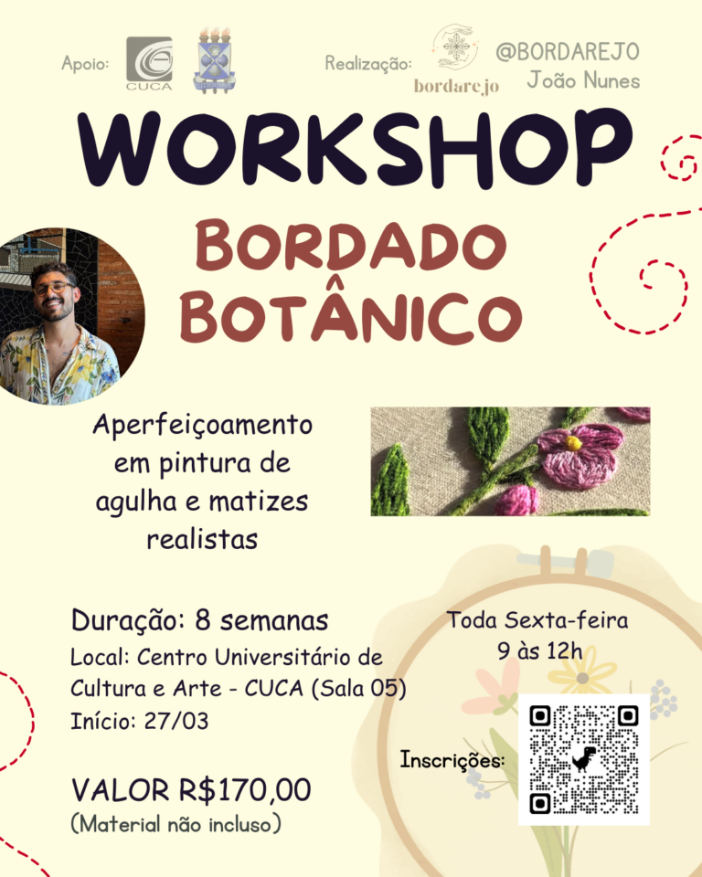 Cuca/Uefs recebe Workshops de Bordado durante o semestre 2026.1
