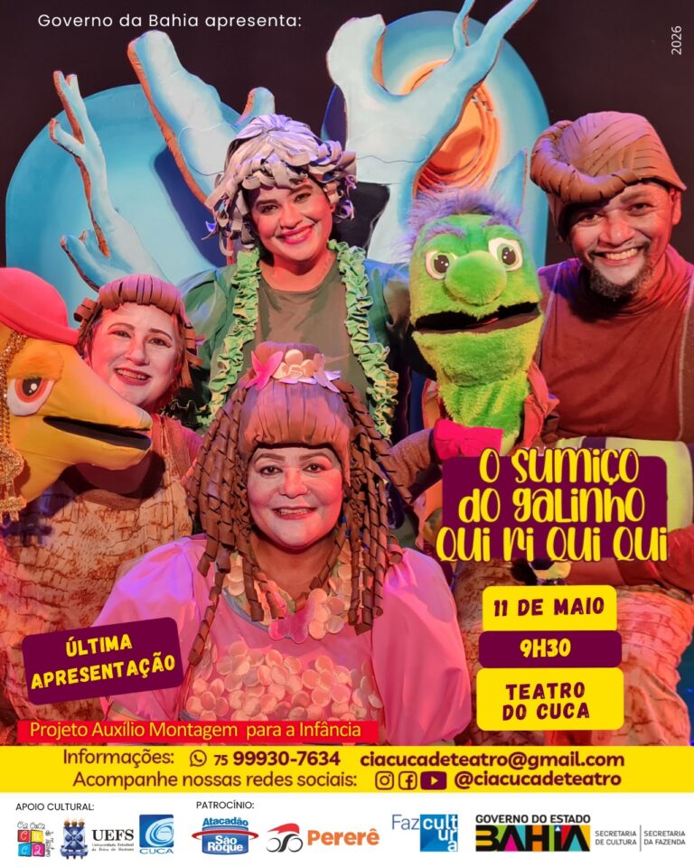 Cuca/Uefs é palco da última apresentação de “O Sumiço do Galinho Qui ri qui qui” para a rede pública de ensino