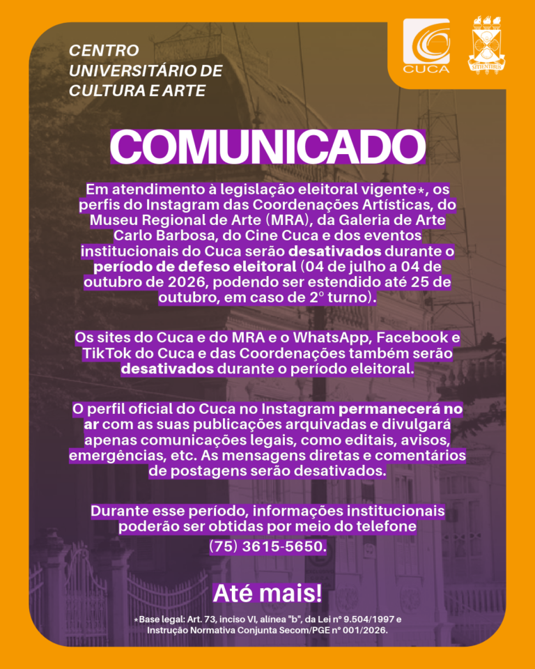Comunicado a respeito do período de defeso eleitoral 2026